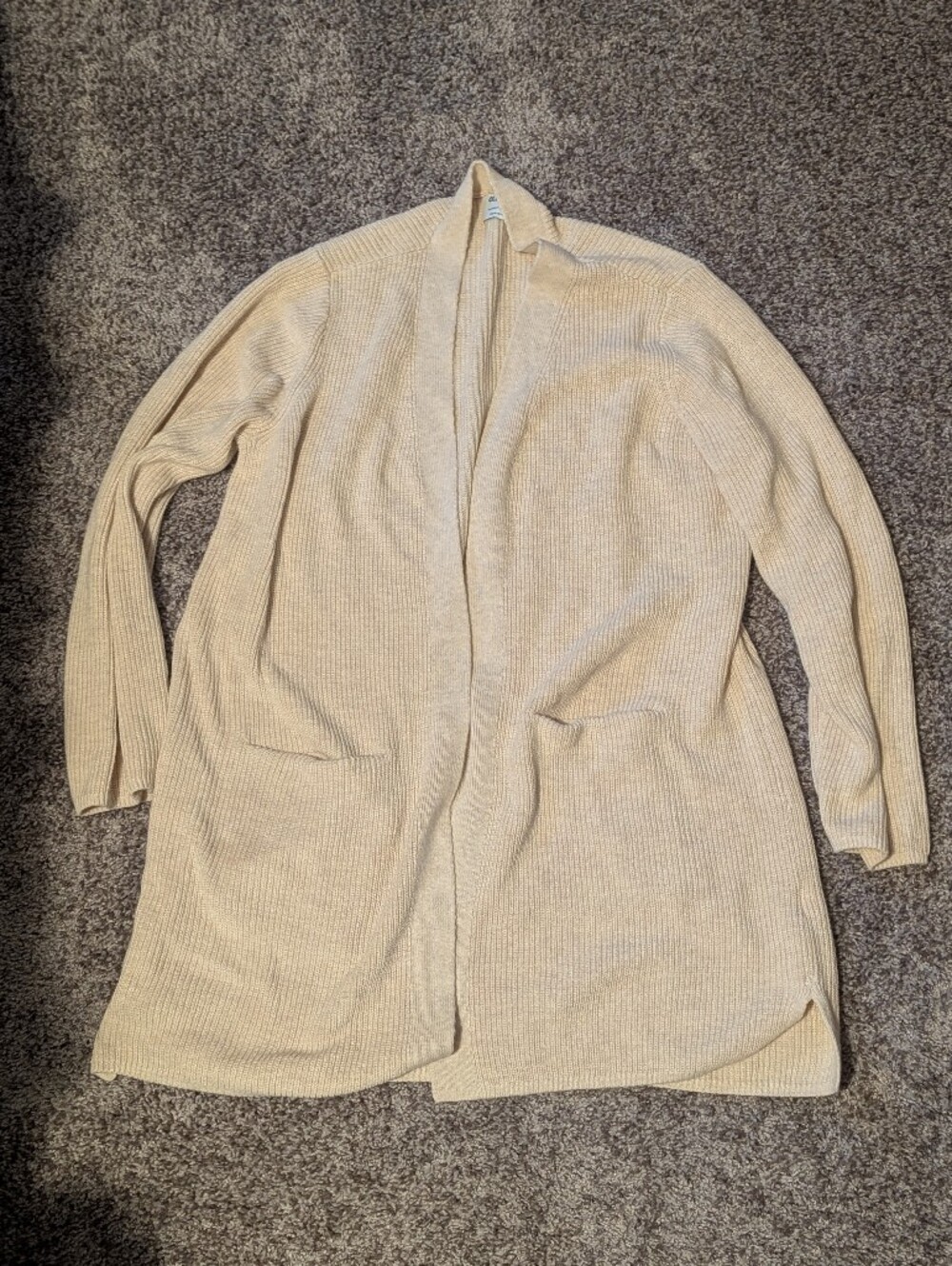 Beige Open-Front Ribbed Cardigan Sweater - Women's NWT